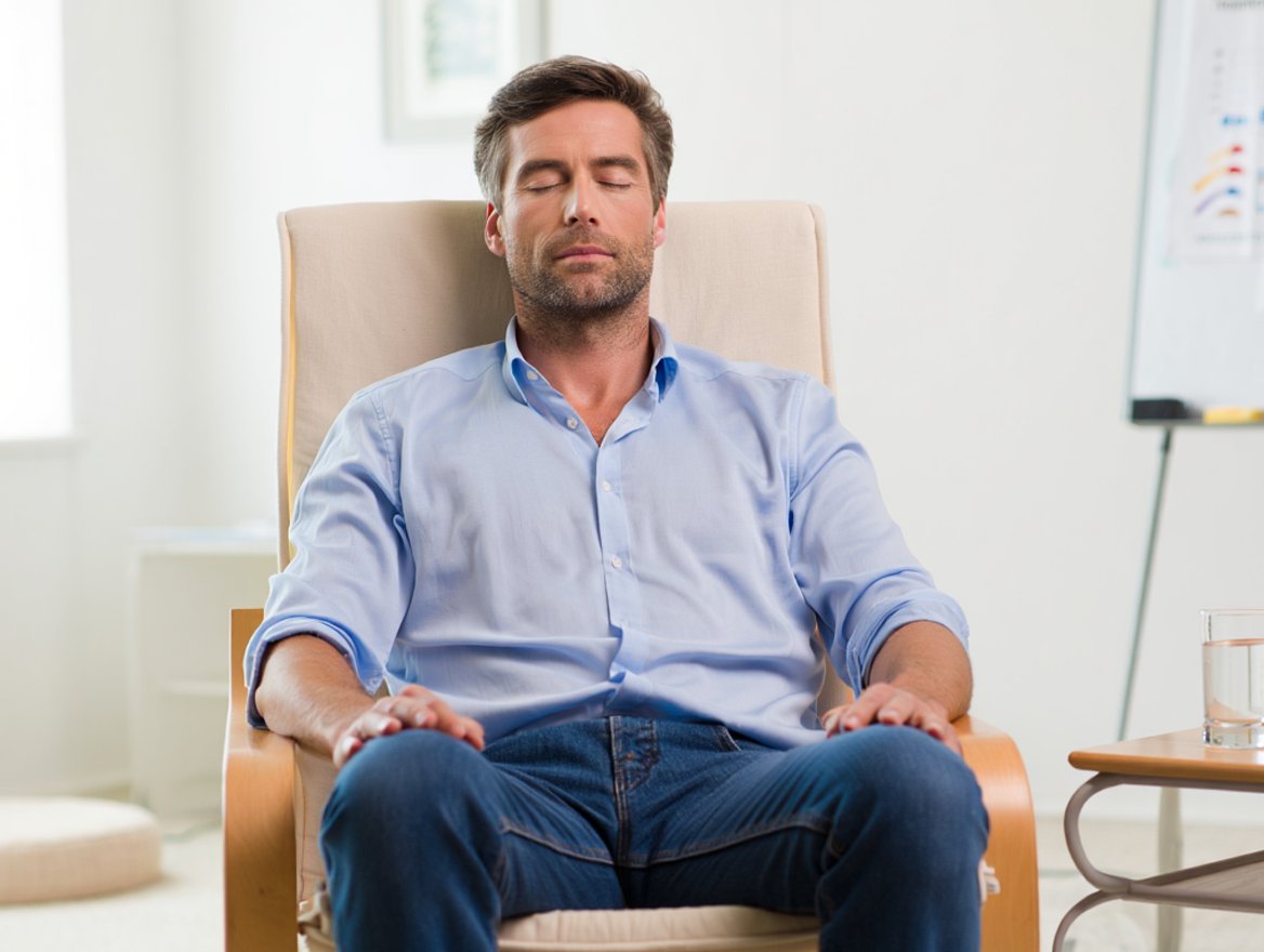 Пациент расслабляется сидя в кресле